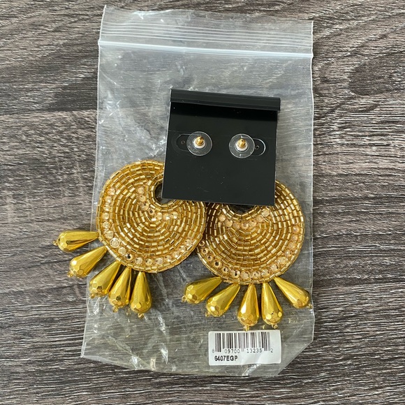 NWOT Kenneth Jay Lane Gypsy Beaded Disc Earrings - Picture 2 of 2